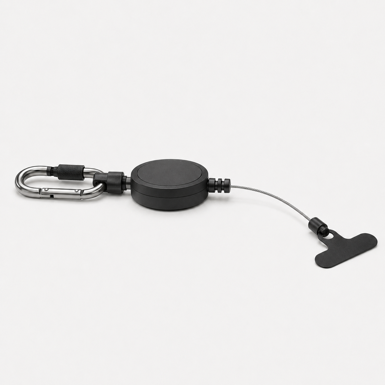 Side profile showing the thickness of the retractable phone tether reel